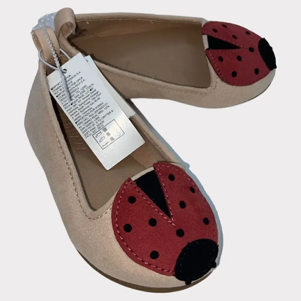 Old Navy Toddler Girls Ladybug Ballet Flats Size 5 Faux Suede Slip On Shoes